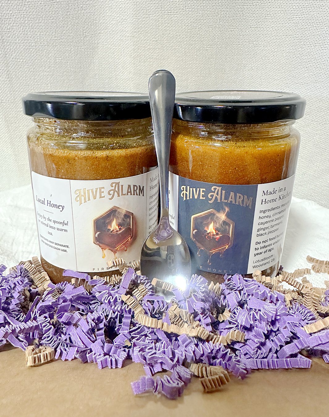A real jar of Hive Alarm Fire Honey