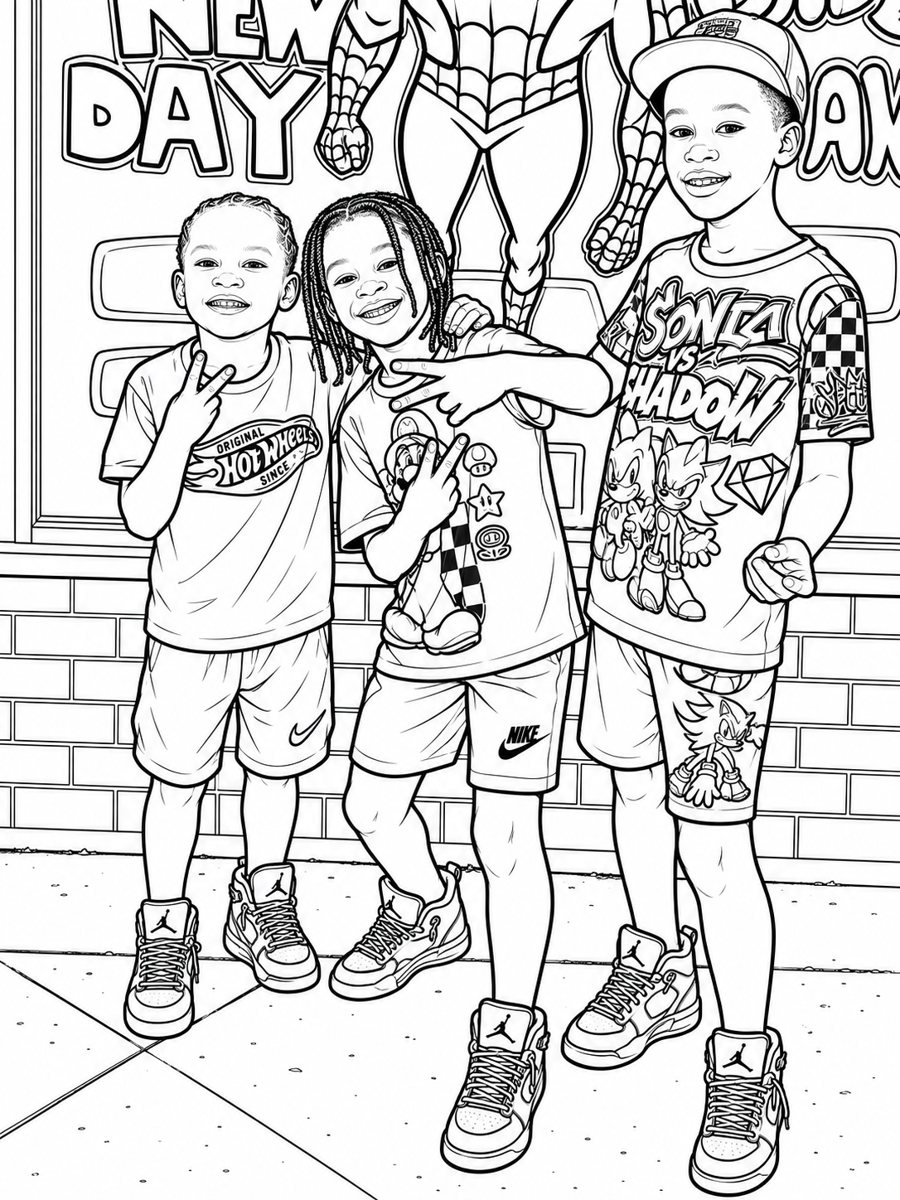 Best friends: the finished coloring page