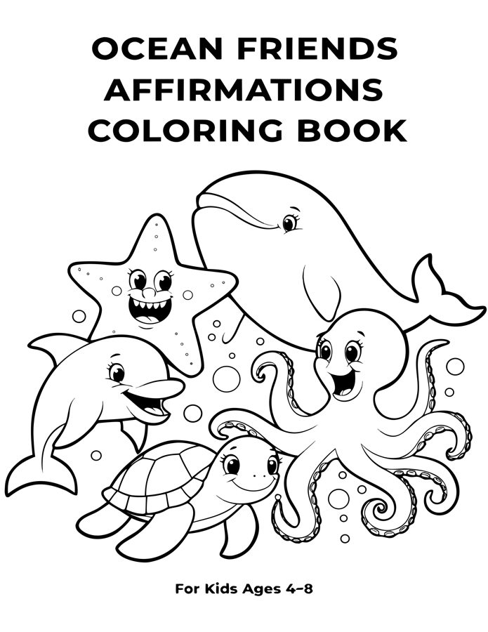 Ocean Friends Affirmations Coloring Book cover